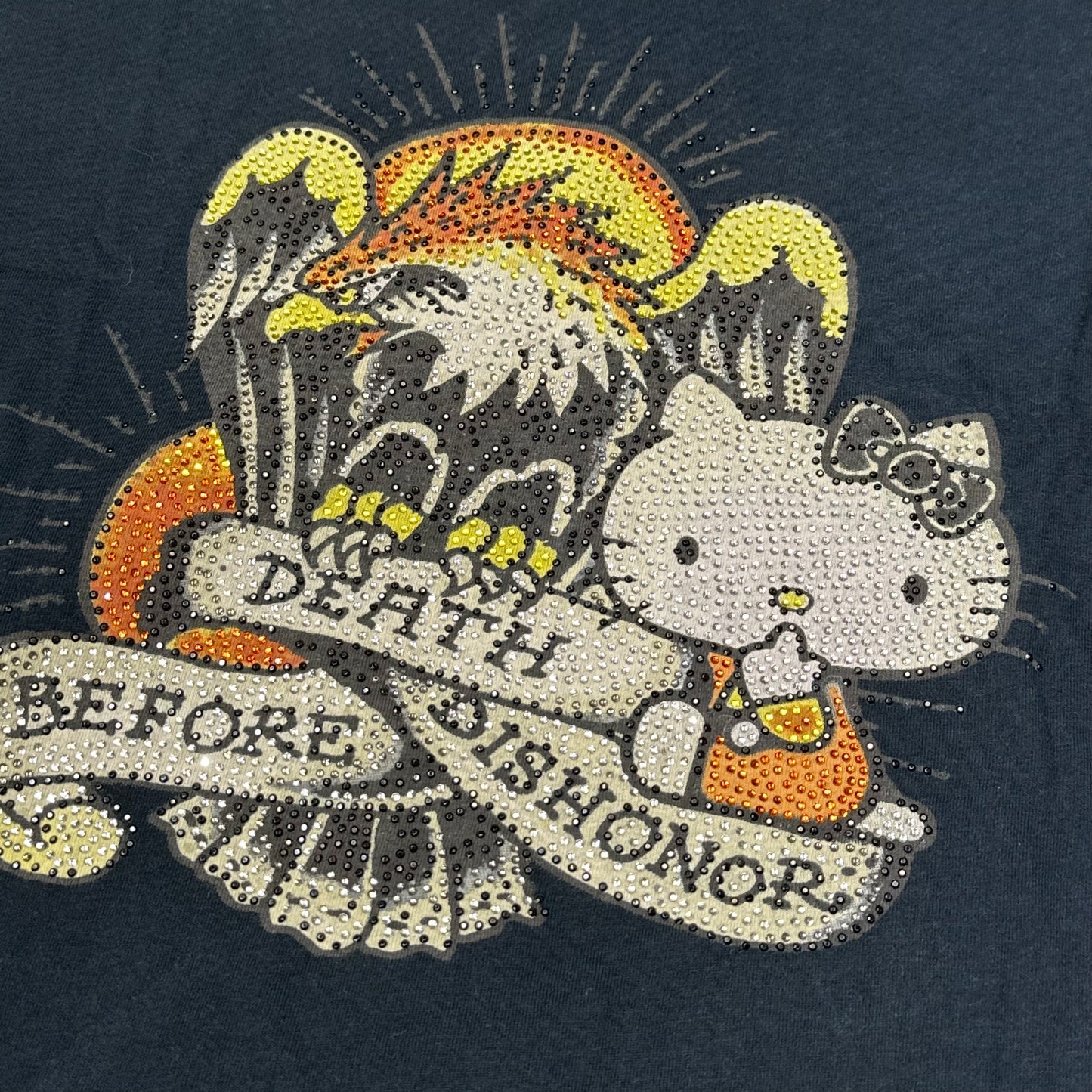 2011 Ed Hardy x Hello Kitty "Death Before Dishonor" Rhinestone Baby Tee (Taiwan Limited Edition)