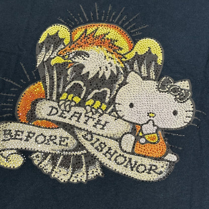 2011 Ed Hardy x Hello Kitty "Death Before Dishonor" Rhinestone Baby Tee (Taiwan Limited Edition)