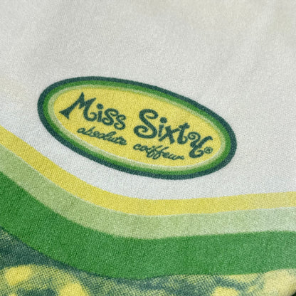 Miss Sixty "Absolute Cotffeur" Salon Print Ringer Baby Tee