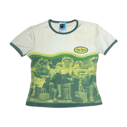 Miss Sixty "Absolute Cotffeur" Salon Print Ringer Baby Tee