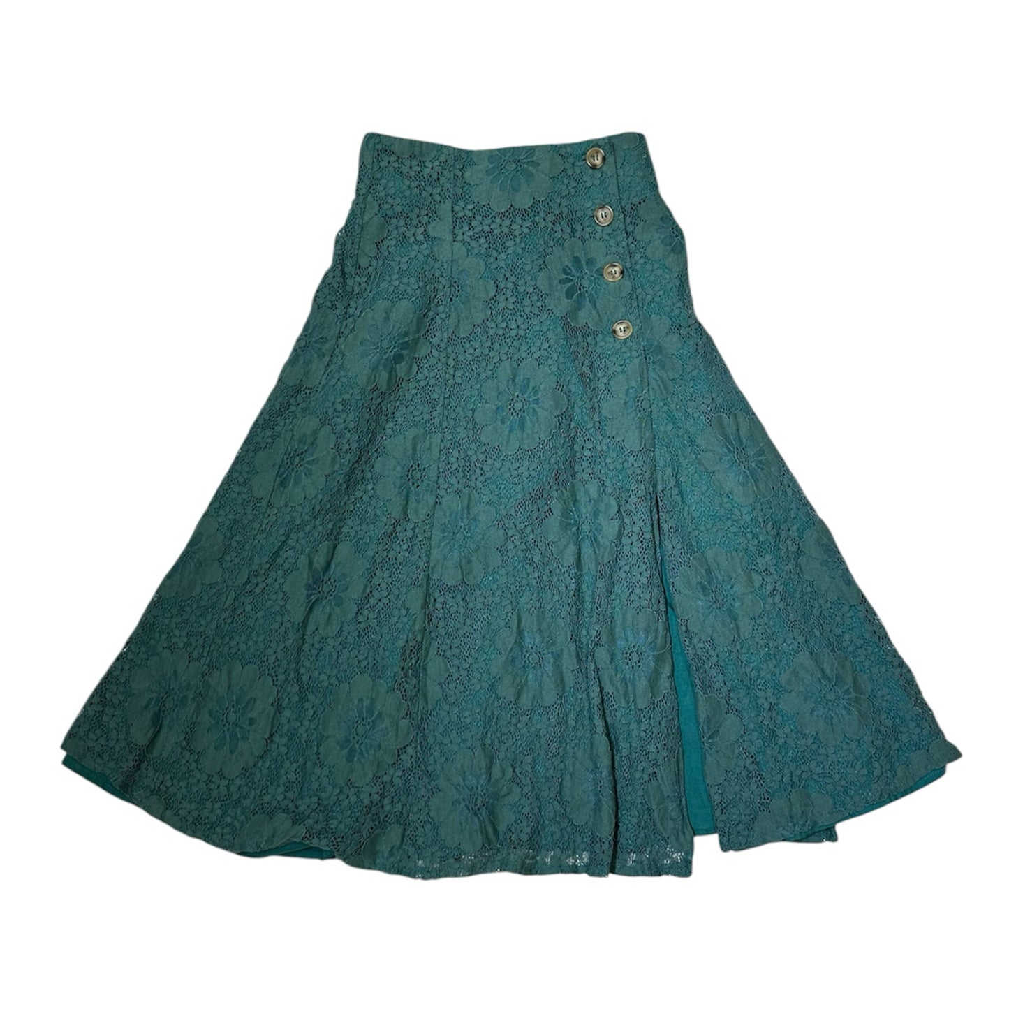 Floral Lace Button Up Maxi Skirt