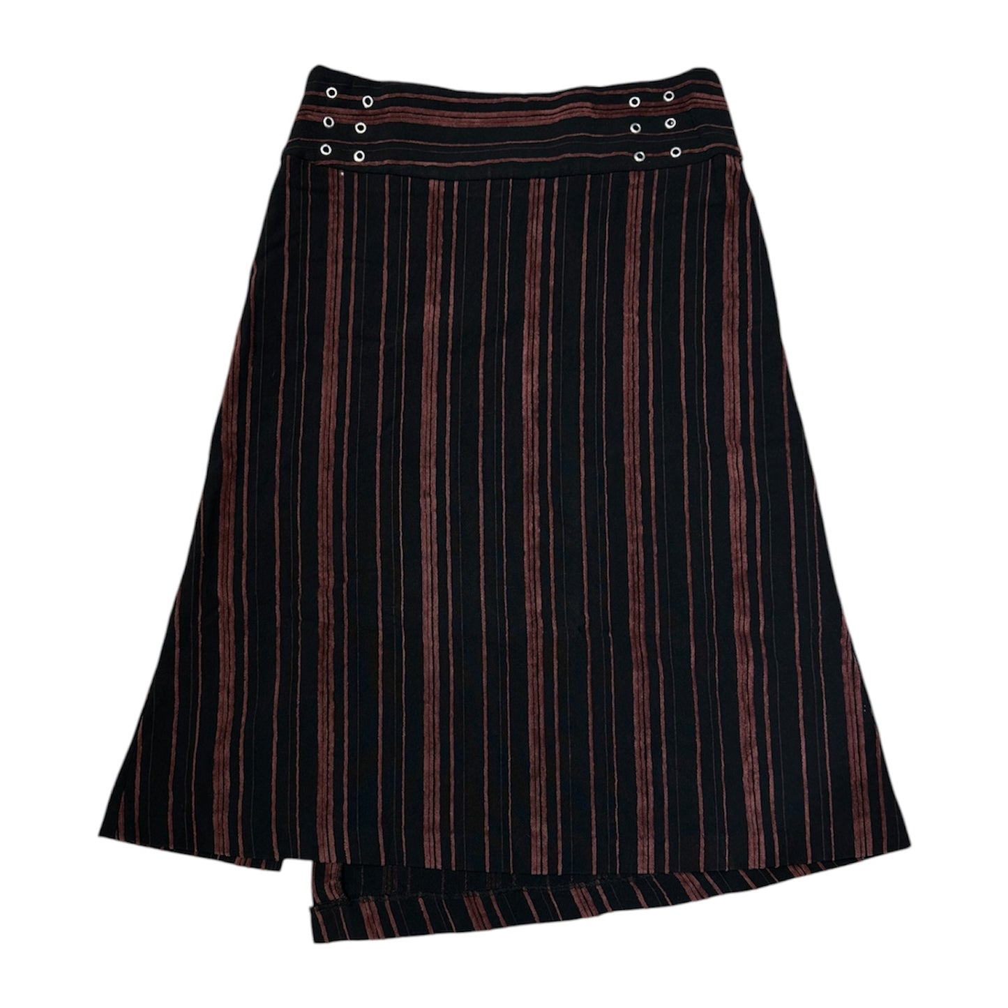 90s Stripe Asymmetric Wrap Midi Skirt