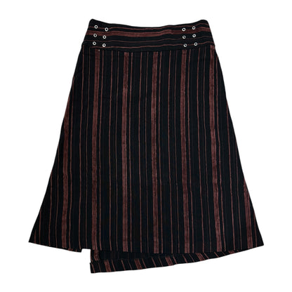 90s Stripe Asymmetric Wrap Midi Skirt