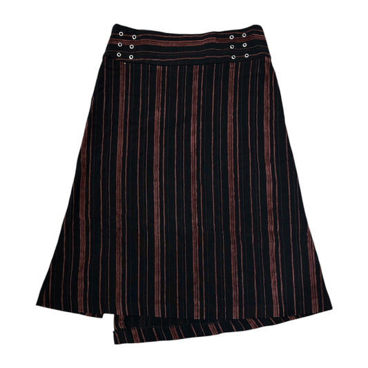 90s Stripe Asymmetric Wrap Midi Skirt