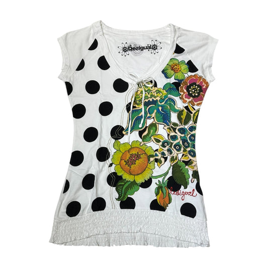 Desigual Polka Dot Floral Top
