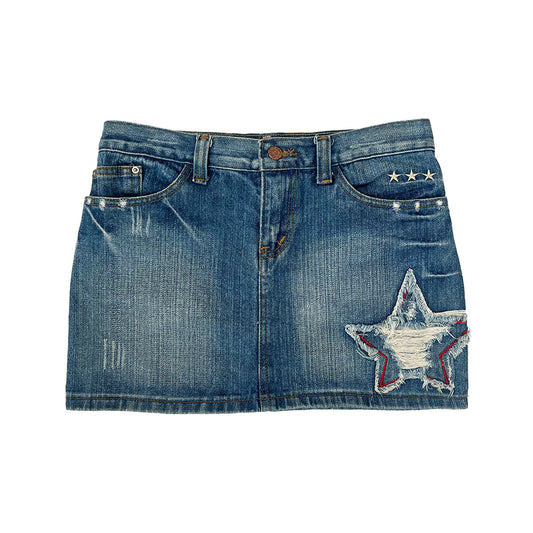 00s Star Denim Mini Skirt