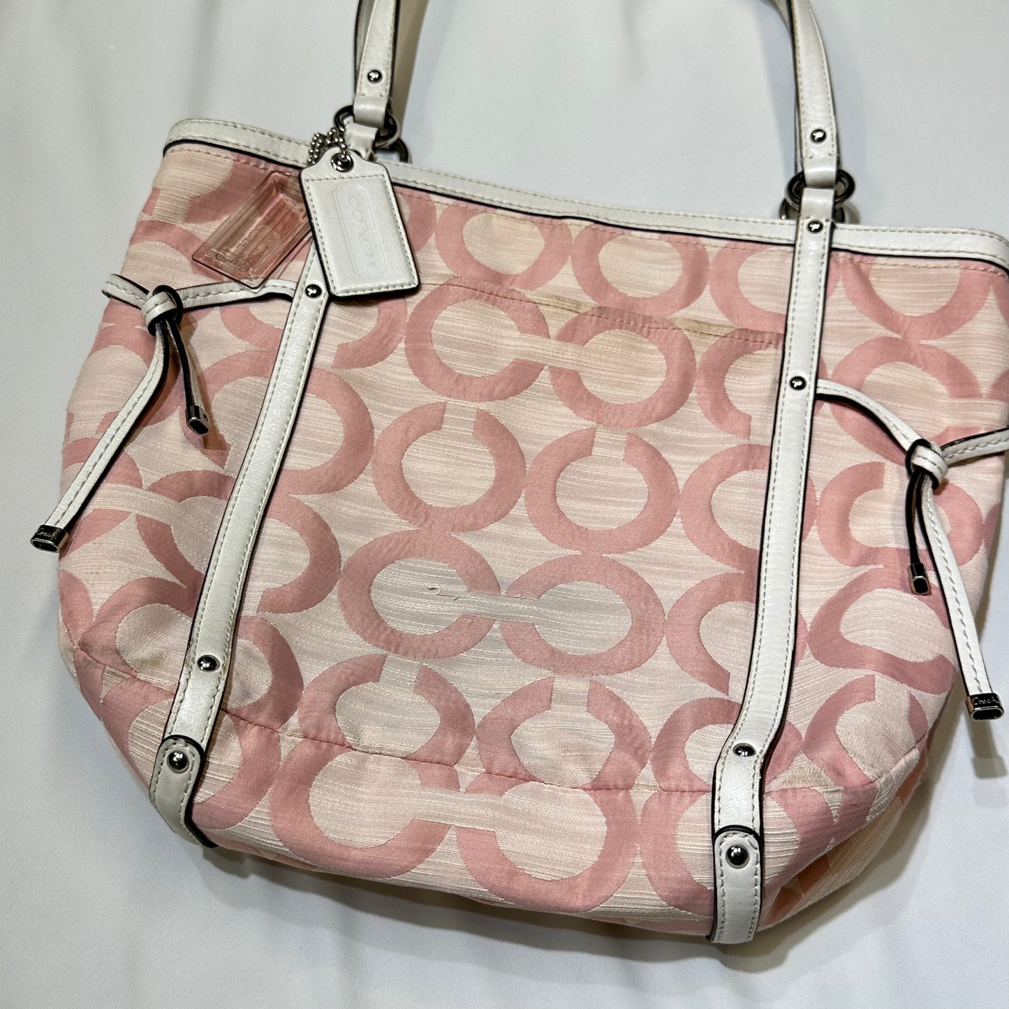 00s Coach Pink Signature Op Art C Tote Bag
