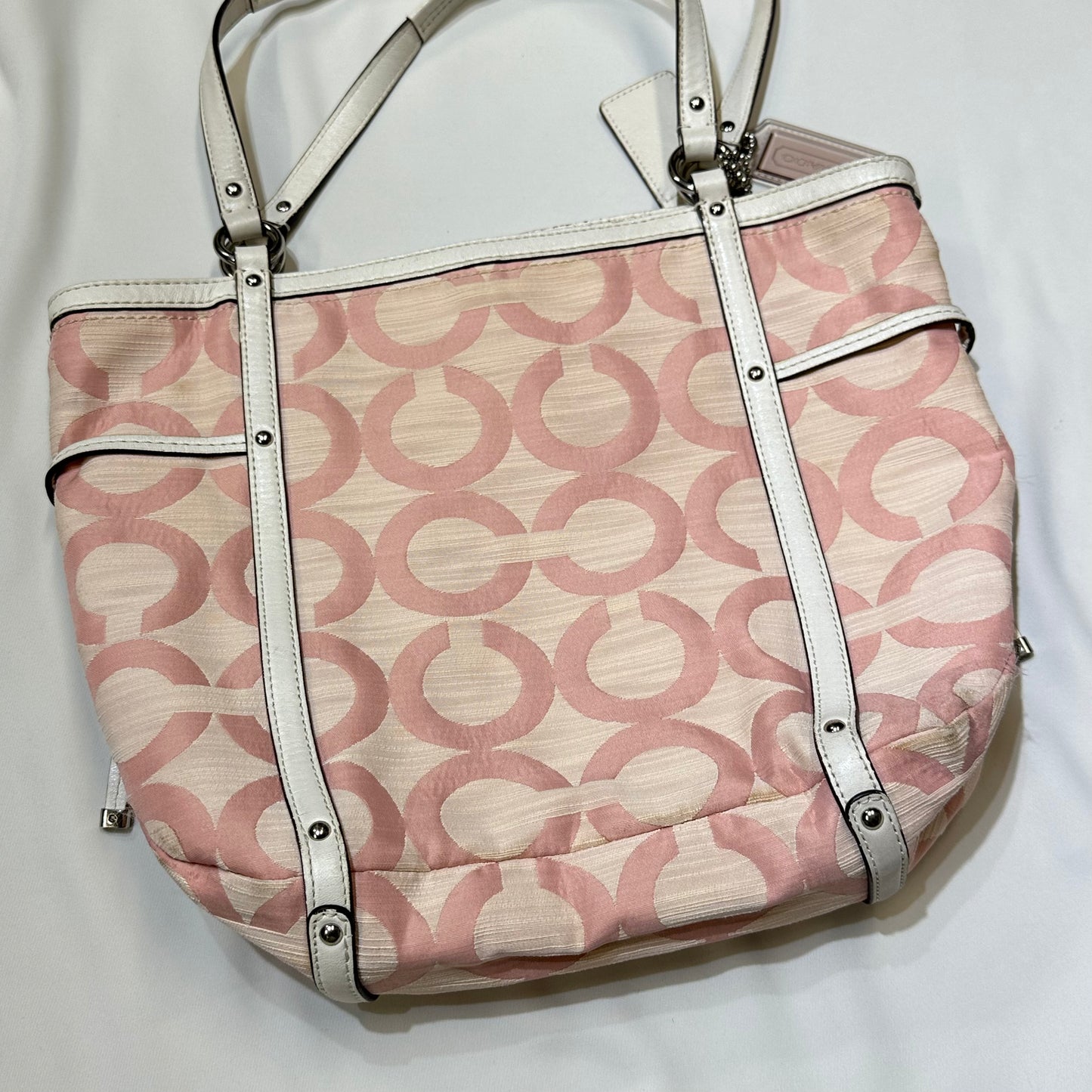 00s Coach Pink Signature Op Art C Tote Bag
