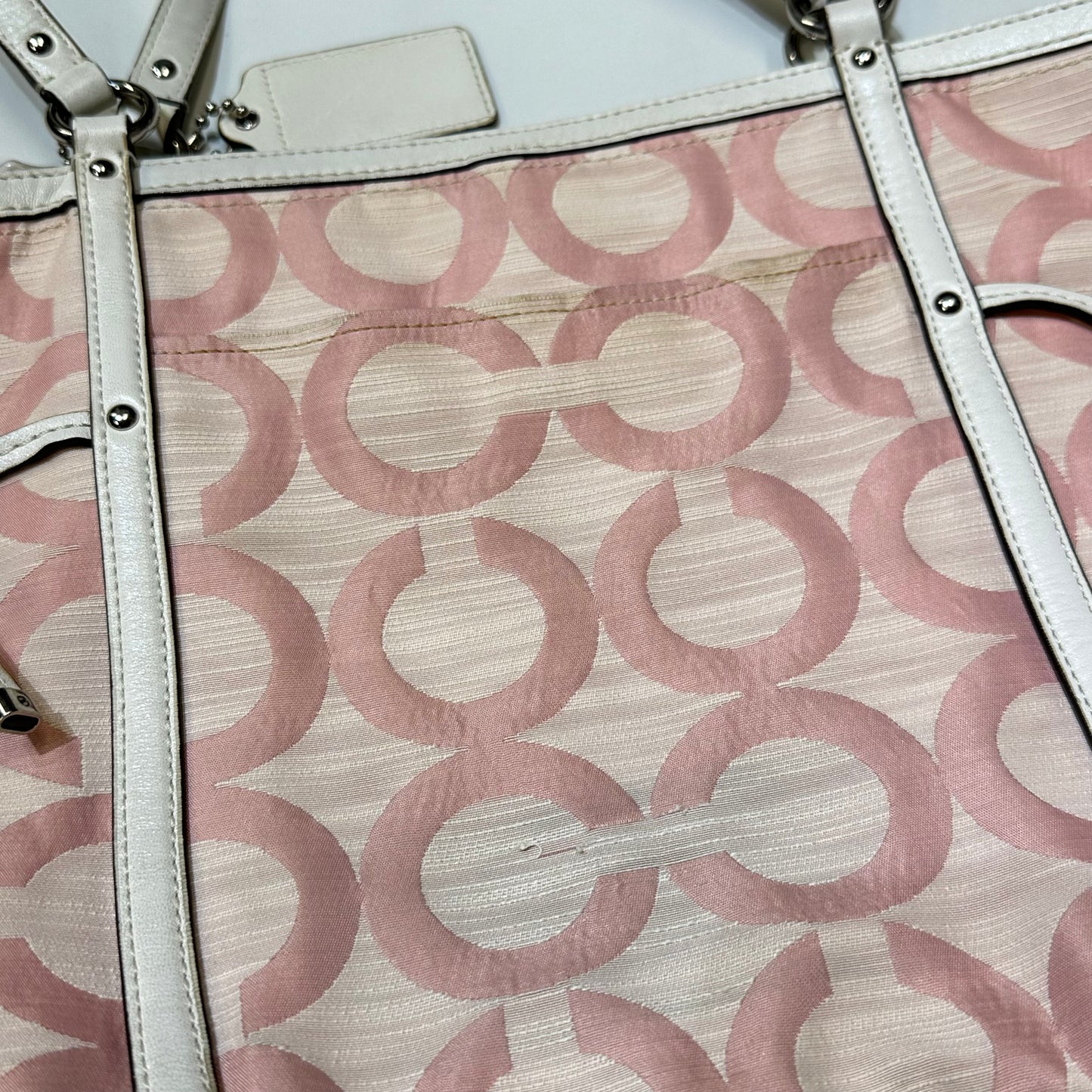 00s Coach Pink Signature Op Art C Tote Bag