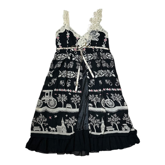 Lace Trim Whimsigothic Printed Dress
