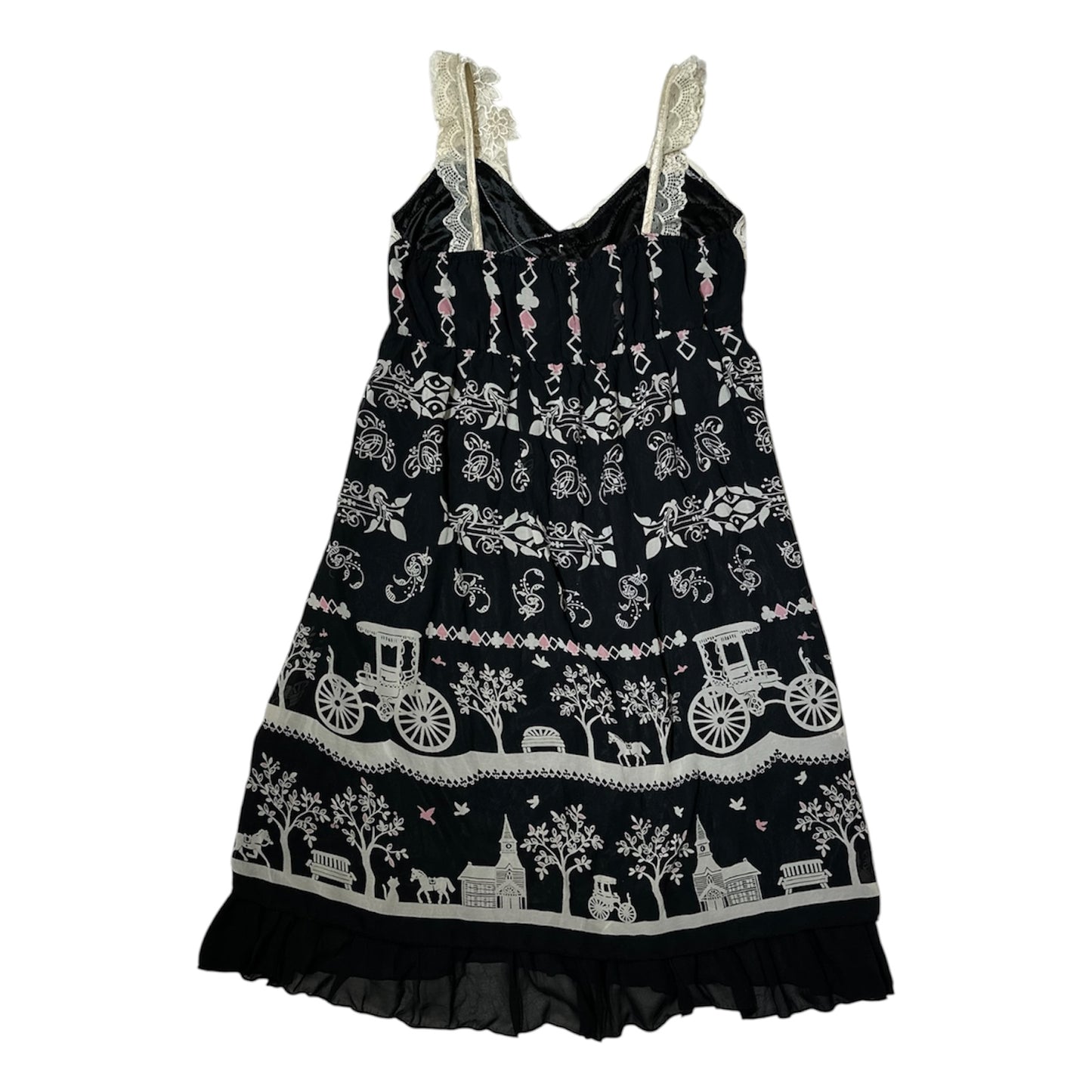Lace Trim Whimsigothic Printed Dress