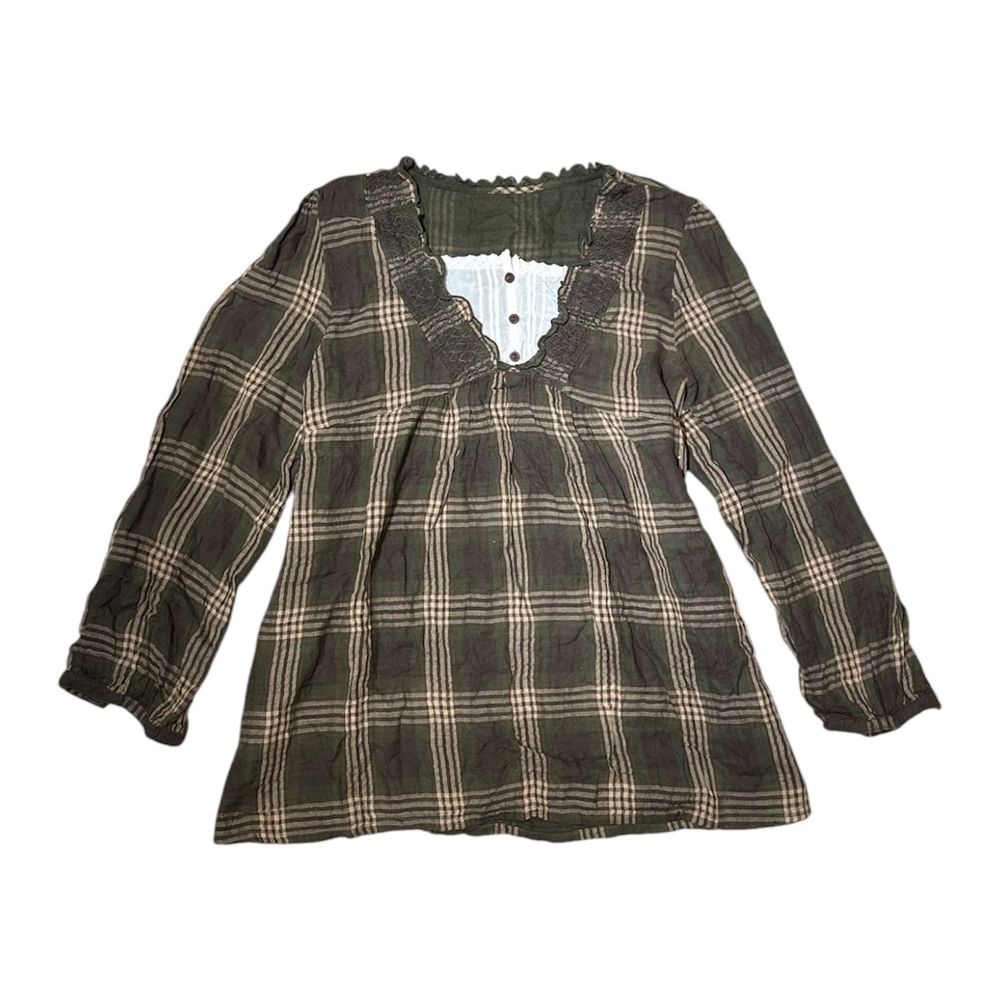 Layered Plaid Long Sleeves Top