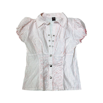 Striped Puff Sleeves Blouse