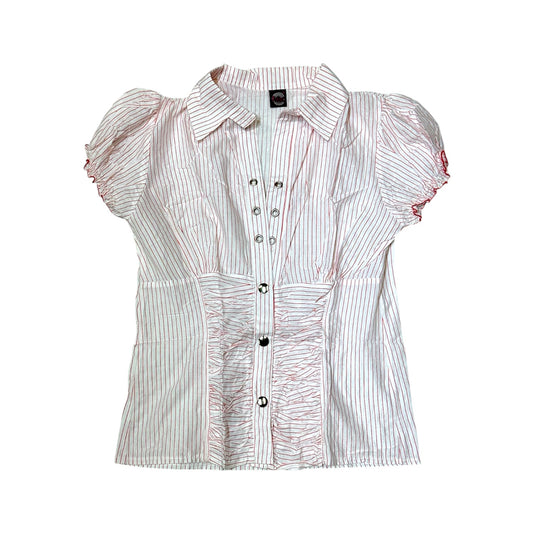 Striped Puff Sleeves Blouse