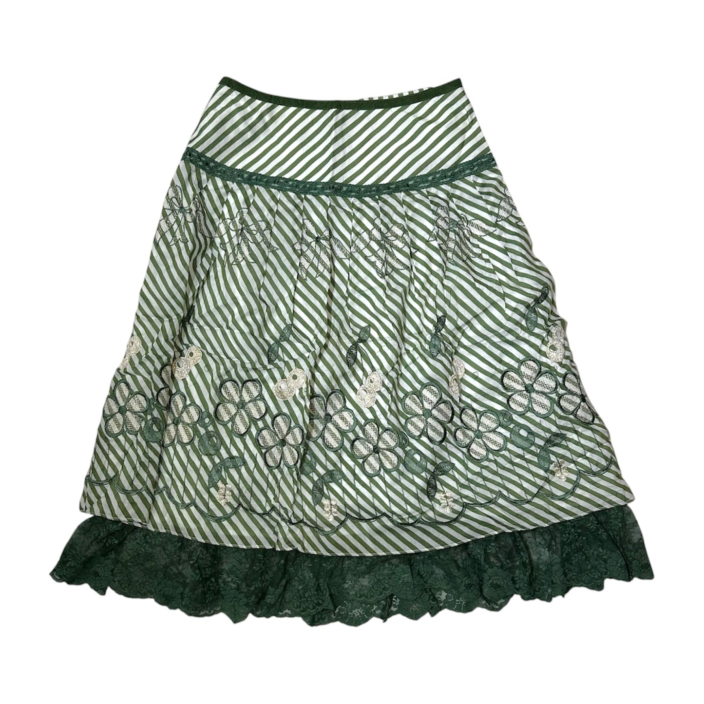Floral Embroidery Stripe Skirt