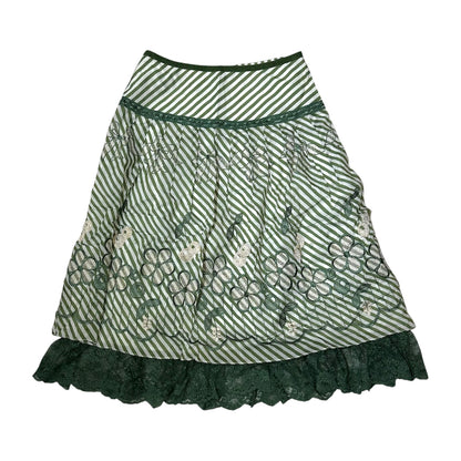 Floral Embroidery Stripe Skirt