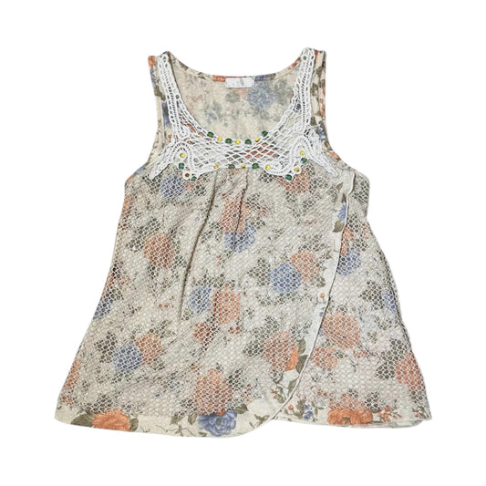 Beadeded Neckline Floral Knit Tank Top