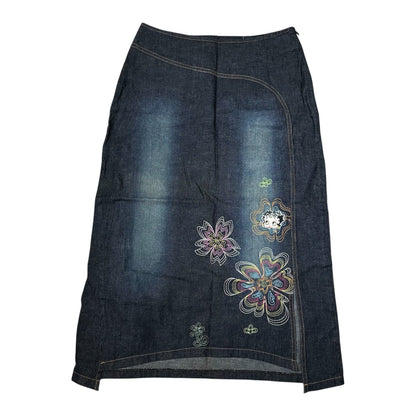 2002 Betty Boop Embroidery Denim Maxi Skirt