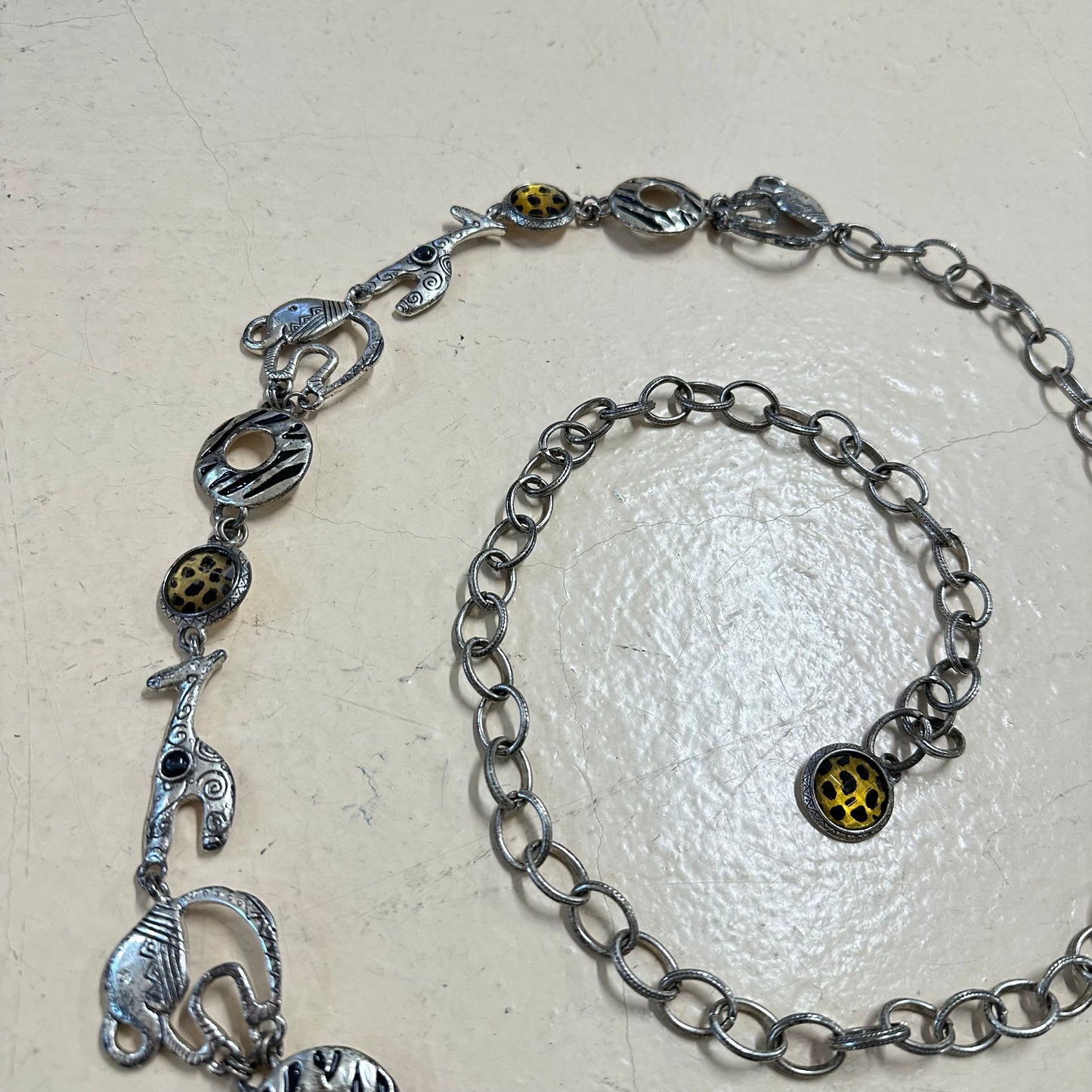 Tribal Giraffe Leopard Print Accent Chain Belt