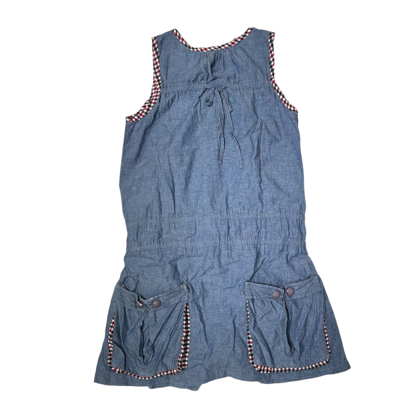 90s Cop.Copine Gingham Edging Utility Denim Vest Dress
