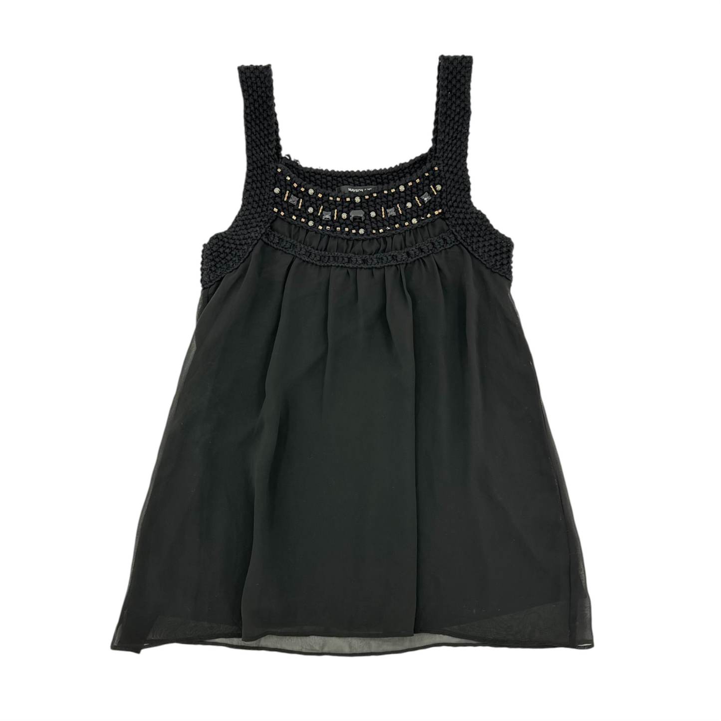 Knit Trim Mesh Layered Tank