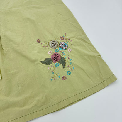 Lime Green Floral Emobroidered Midi Skirt