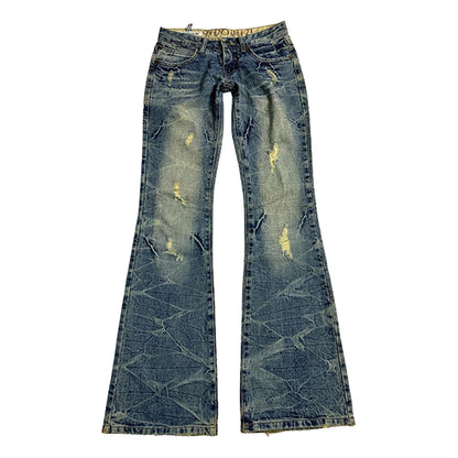 Tie-dye Wash Low Waist Bootcut Jeans