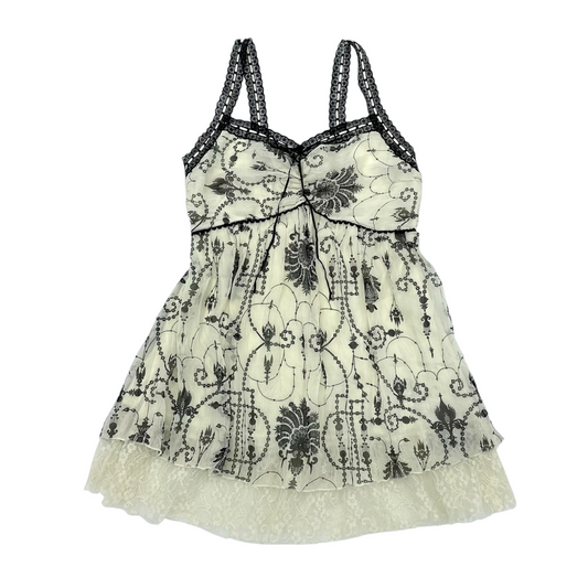 Gothic Damask Print Double Layer Camisole
