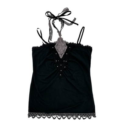 Axes Femme Lace Trim Halter Camisole