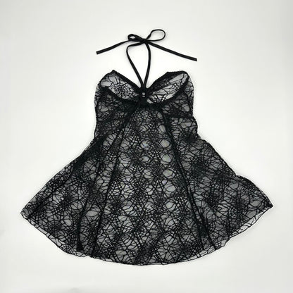 Web Lace Halter Mini Dress
