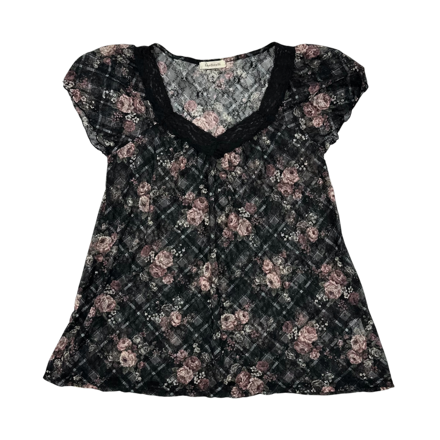 Floral Lace Square Neck Mesh Top