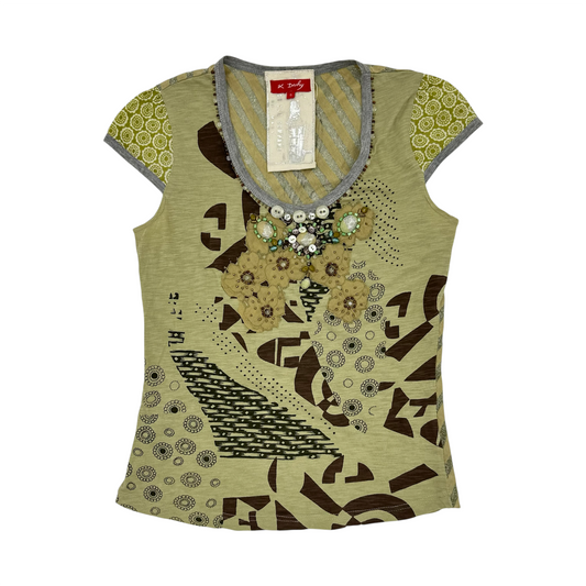 René Derhy Beaded Floral Tee
