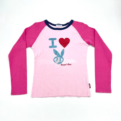 Angel Blue I ♡ Bunny Raglan Long Sleeves Top