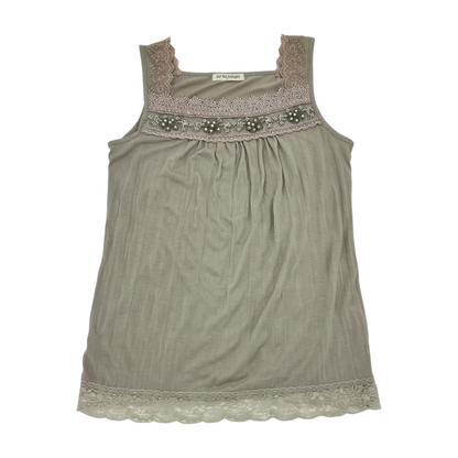 Beaded Lace Trim Tank Top