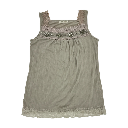 Beaded Lace Trim Tank Top