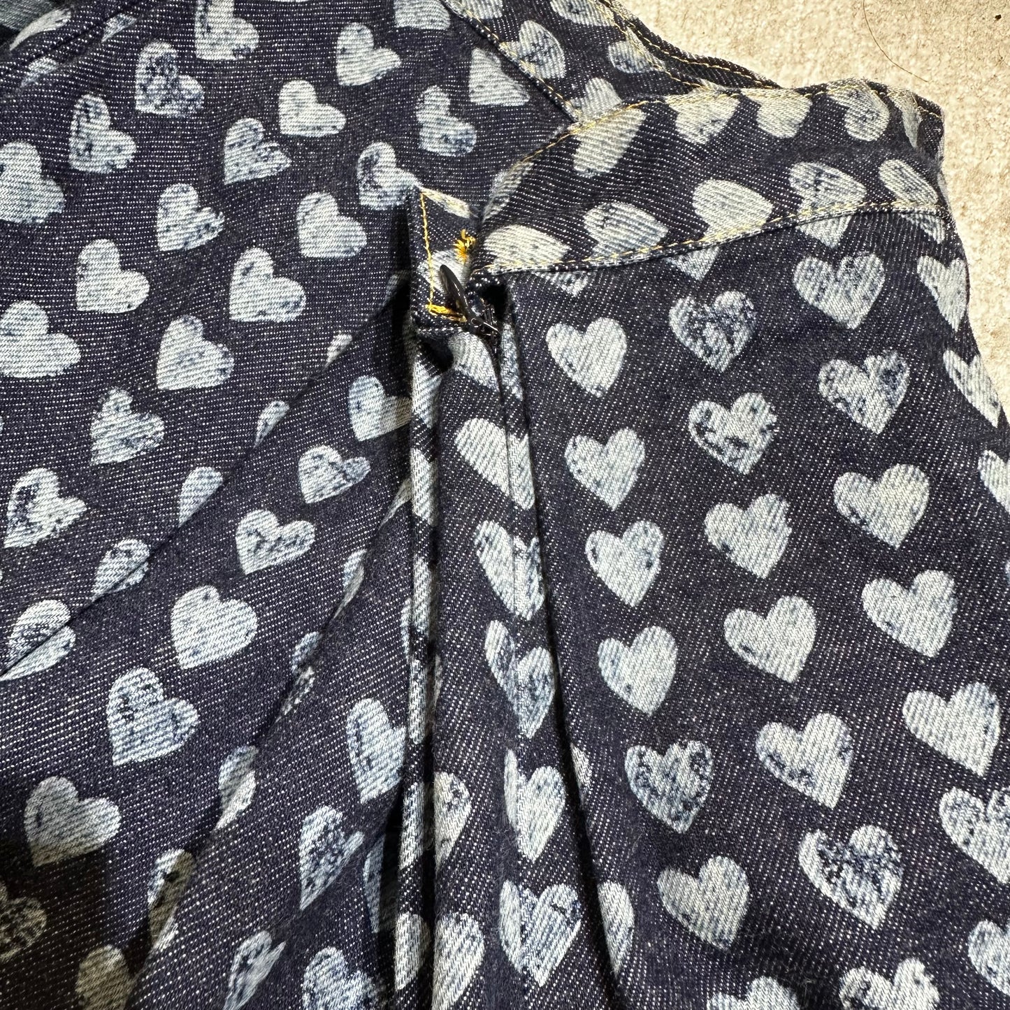 1995 Ozone Community Heart AOP Denim Skirt