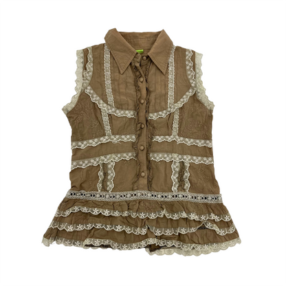 Multi Lace Ruffle Sleeves Bluse