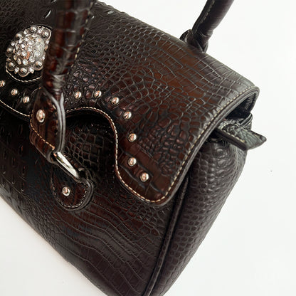 Rhinestone Leather Handbag