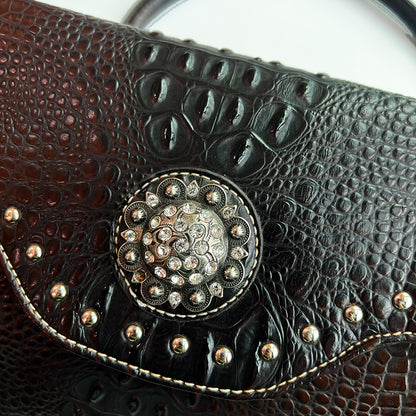 Rhinestone Leather Handbag