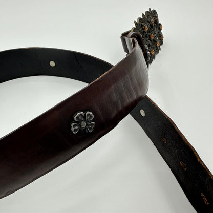 Jeweled Floral Leather Belt