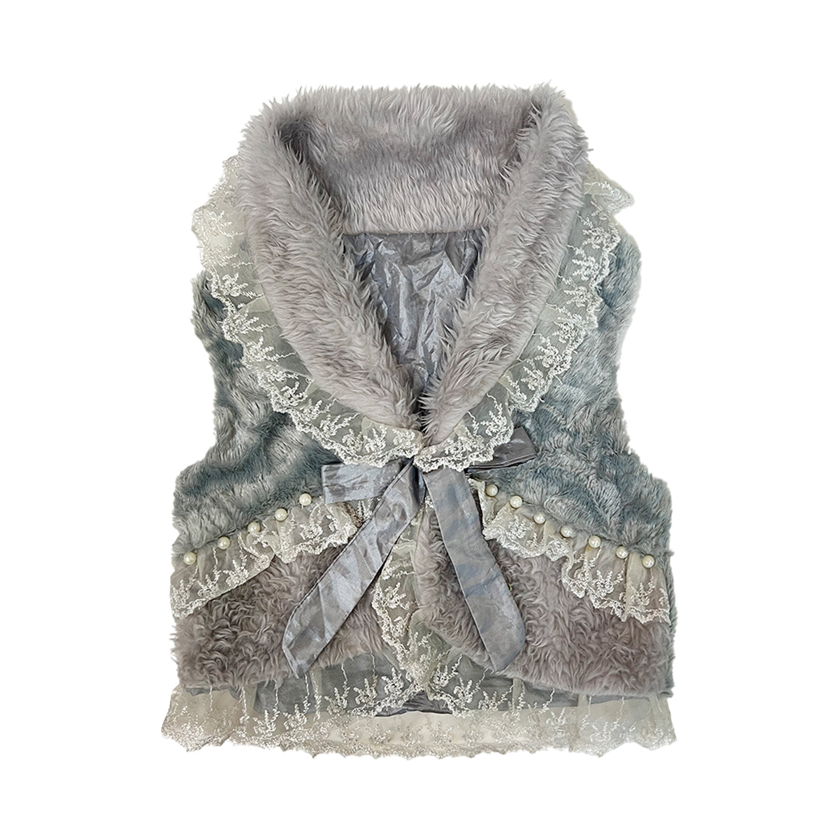 Lace Fur Ribbon Cardigan