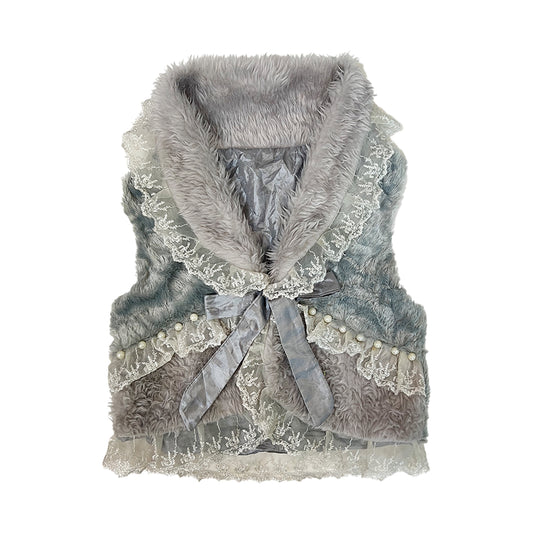 Lace Fur Ribbon Cardigan