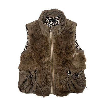 Fur Zip Vest Cardigan