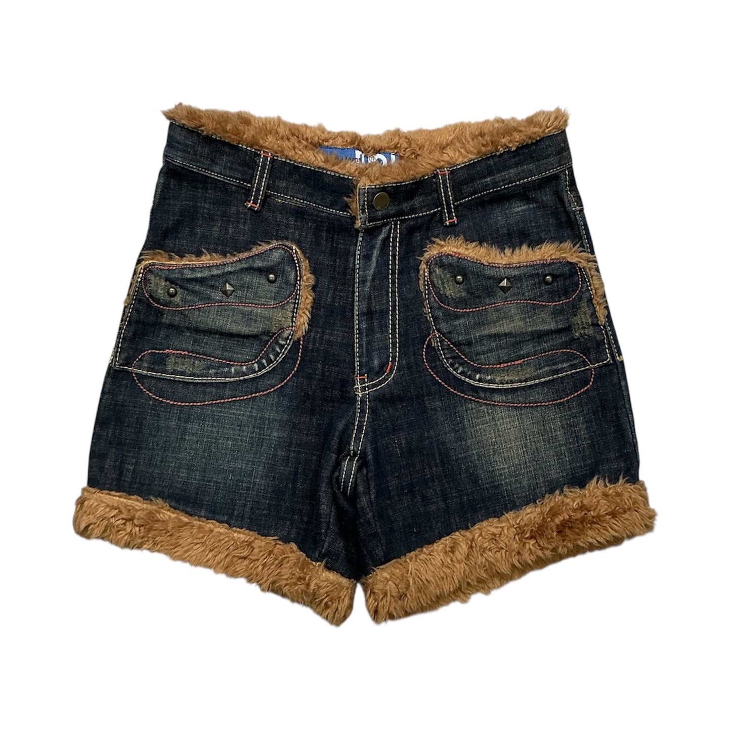 Fur Denim High Waist Short