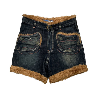Fur Denim High Waist Short