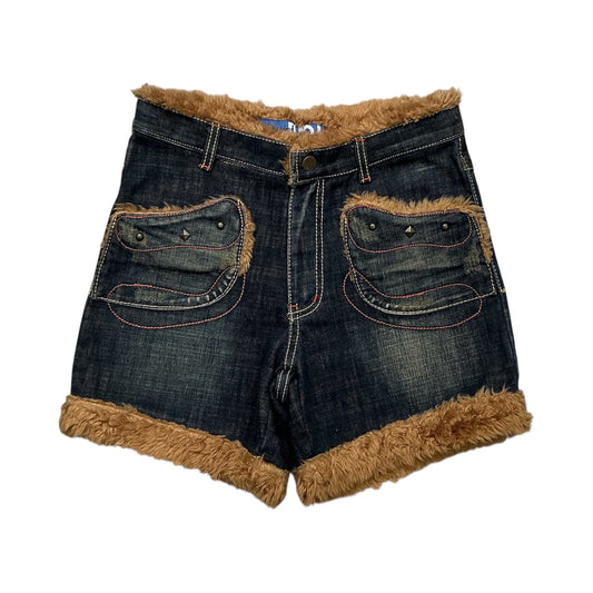 Fur Denim High Waist Short