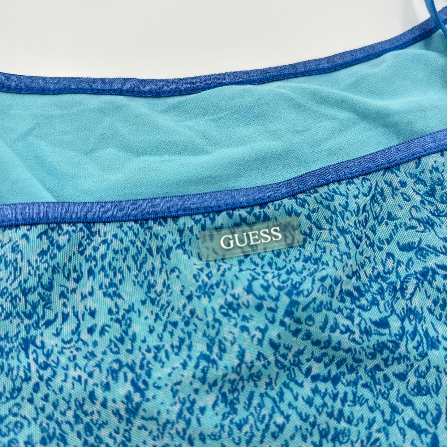 Guess Teal Snake Print Mesh Cami