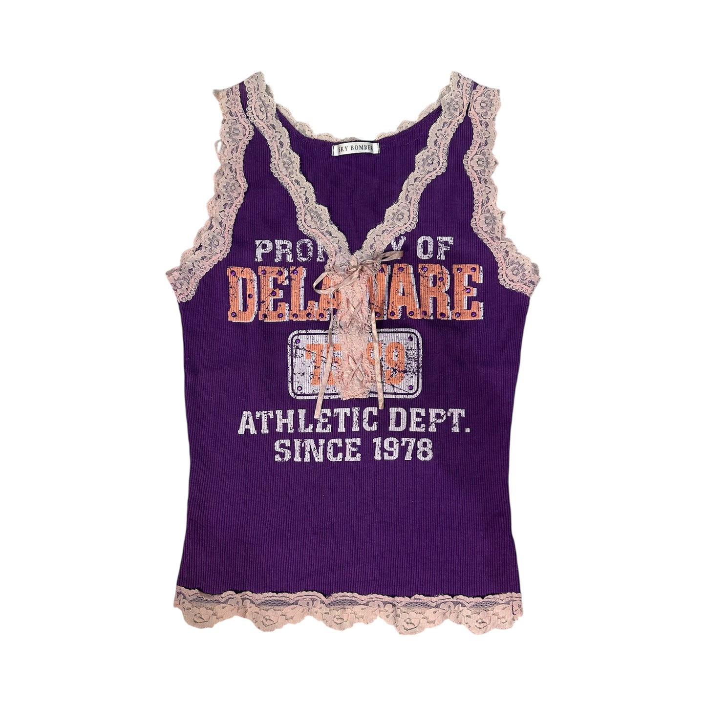 Lace Trim Graphic Tank Top