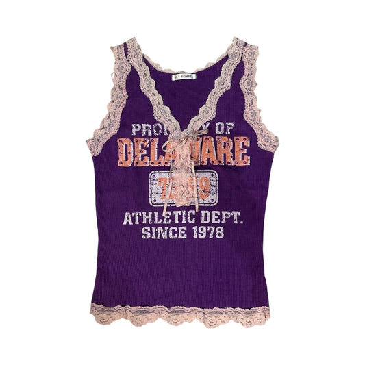 Lace Trim Graphic Tank Top