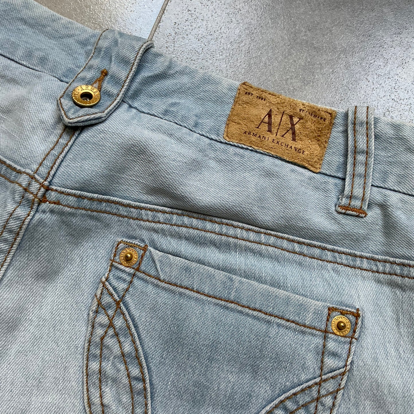 00s Armani Exchange Low Flared Light Wash Jeans Waist